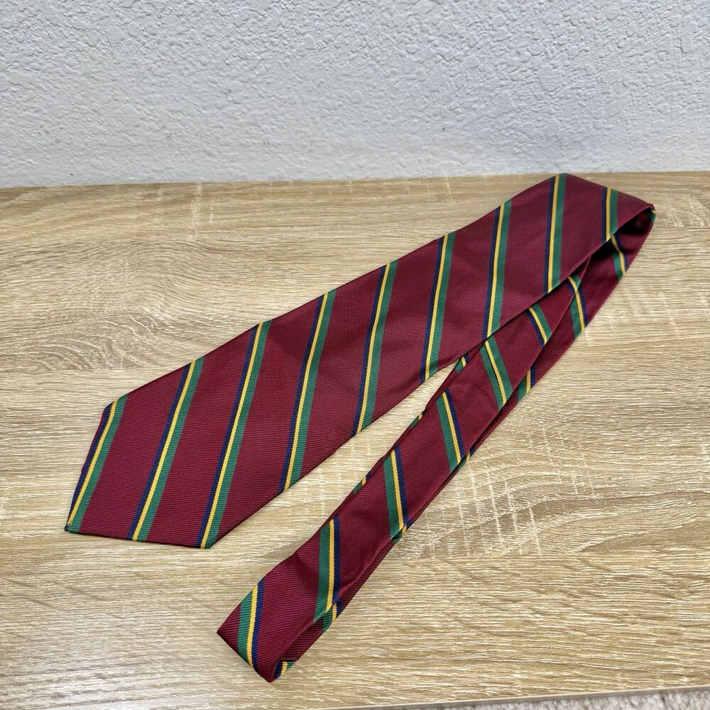 Polo Ralph Lauren Dark Red Repp Stripe Silk Tie Handmade USA Made 57" L | 4" W - Picture 6 of 16